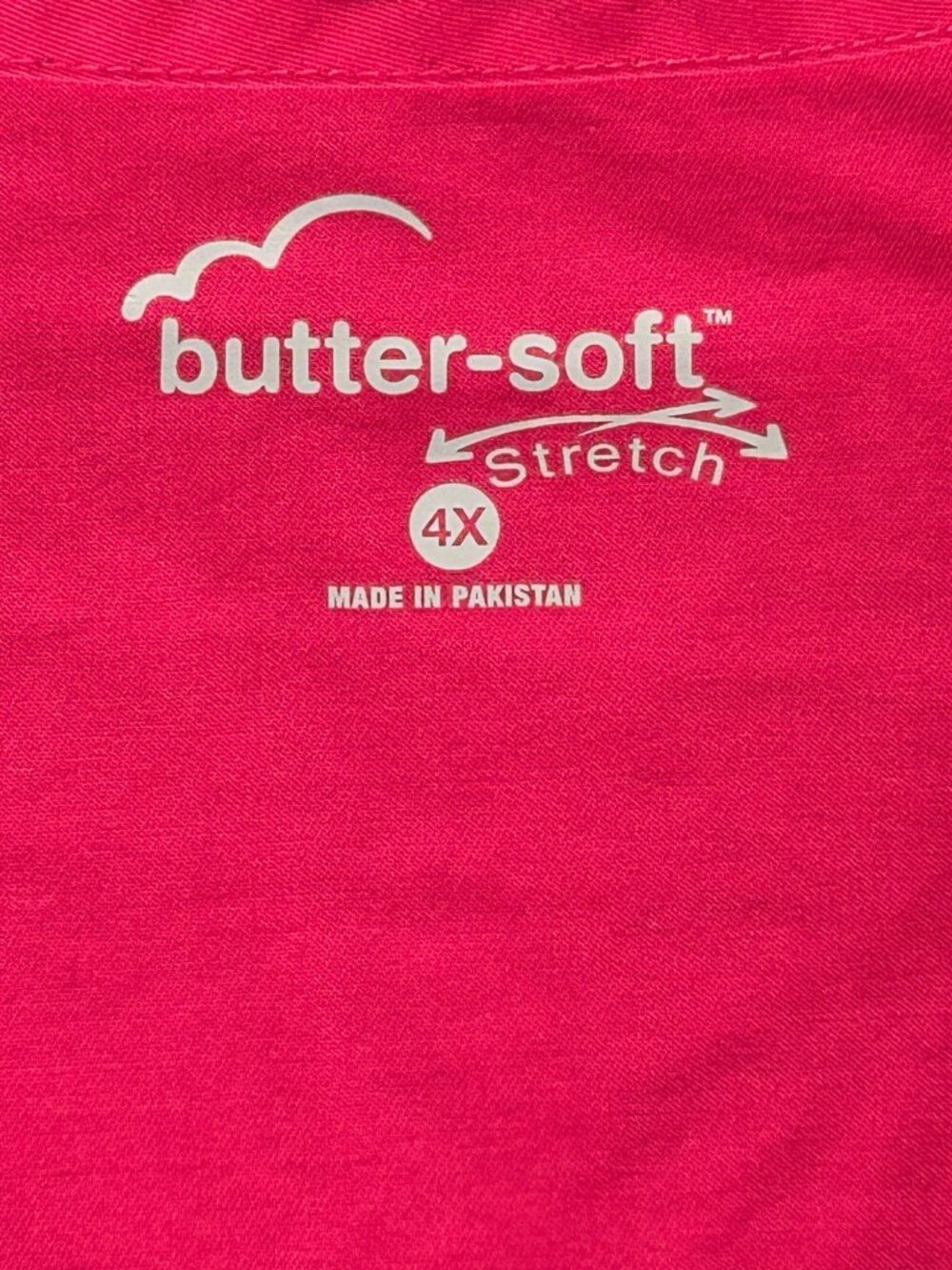Butter-Soft Stretch Women's Plus Sz 4X Pink V-Neck Scrub Top w/ Pockets - Picture 2 of 8